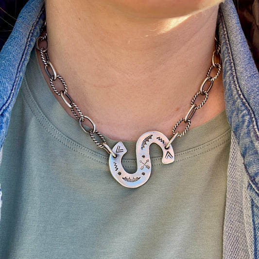 Stamped Initial Chain Link Necklace