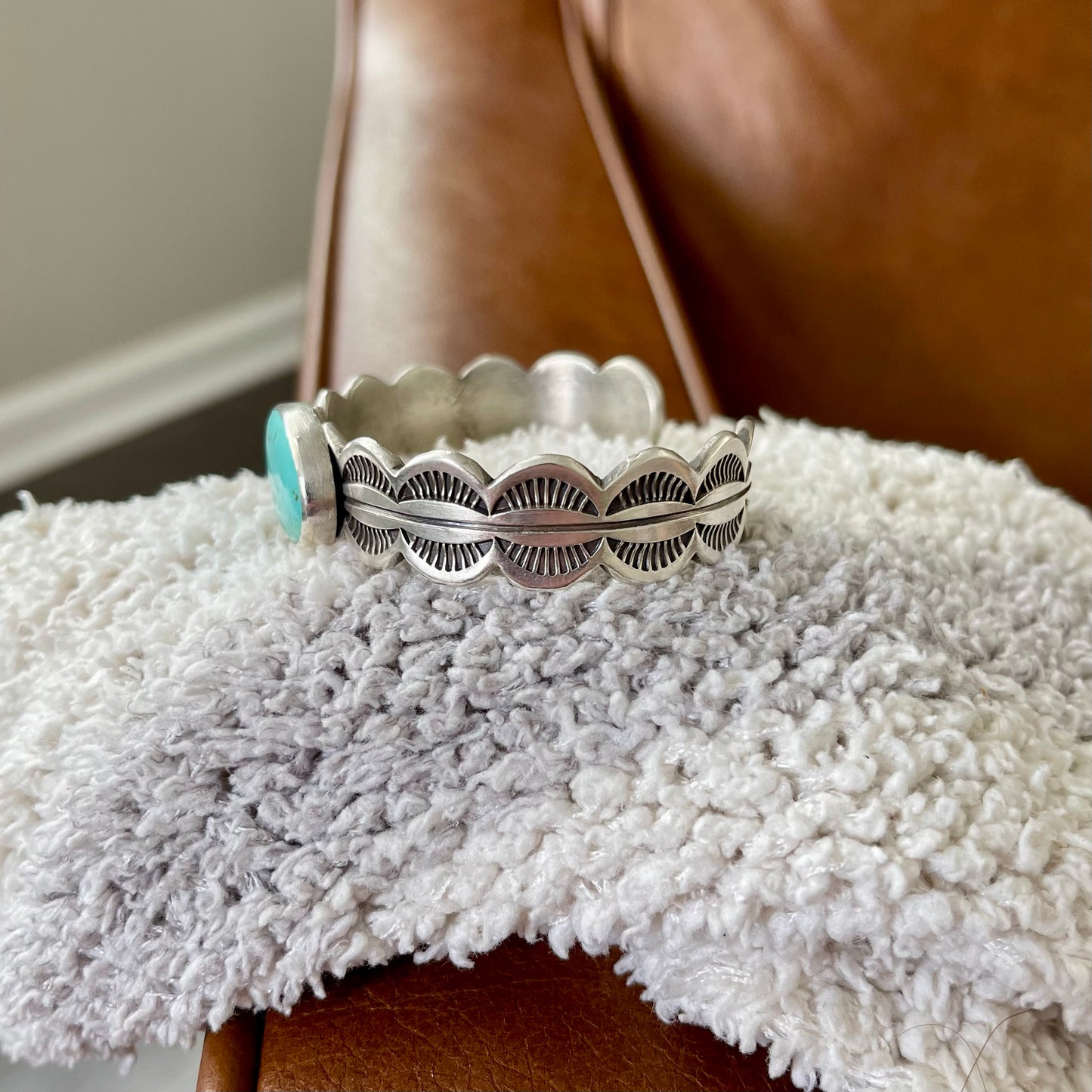 Turquoise Mountain Scalloped Cuff