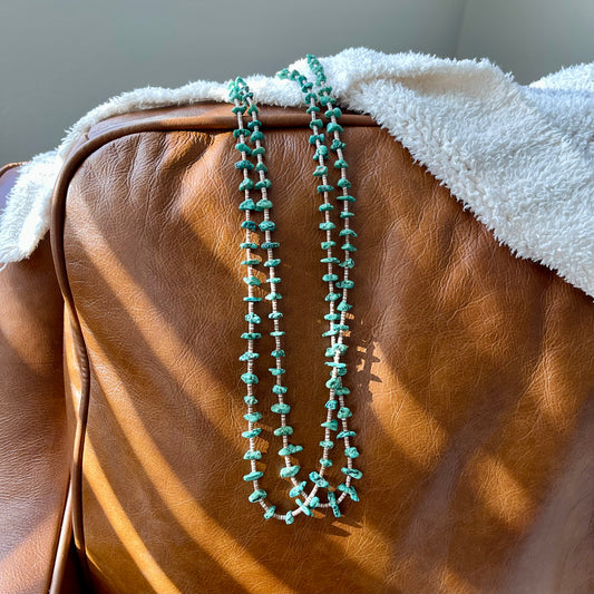 Vintage Double Strand Turquoise Bead Necklace