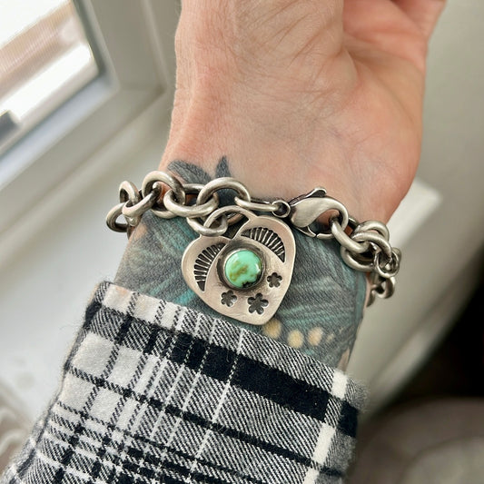 Variscite Heart Charm Bracelet