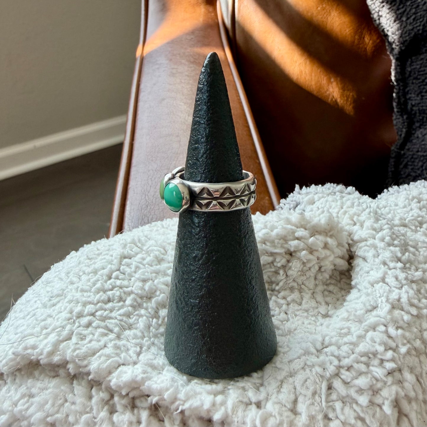 New Lander Variscite Three Stone Ring - Size 7