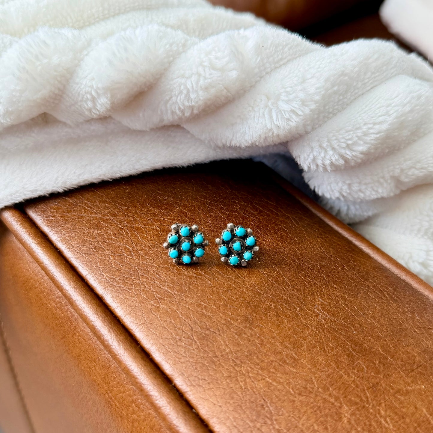 Vintage Zuni Turquoise Cluster Earrings