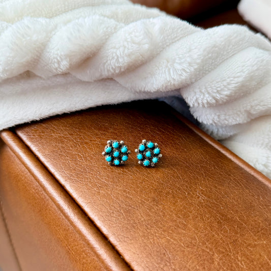 Vintage Zuni Turquoise Cluster Earrings