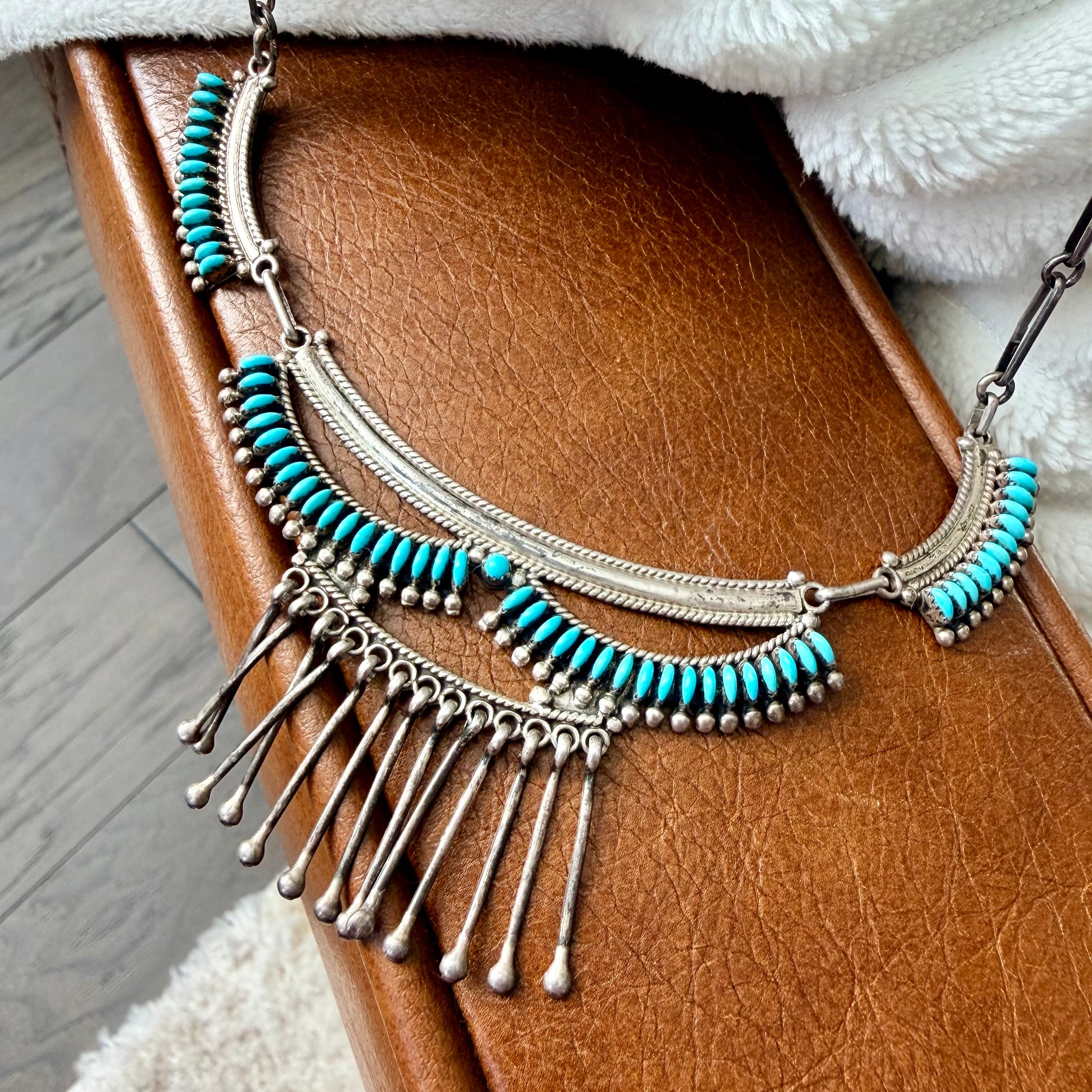 Vintage Zuni Turquoise Needlepoint Necklace – Silver & Son Jewelry