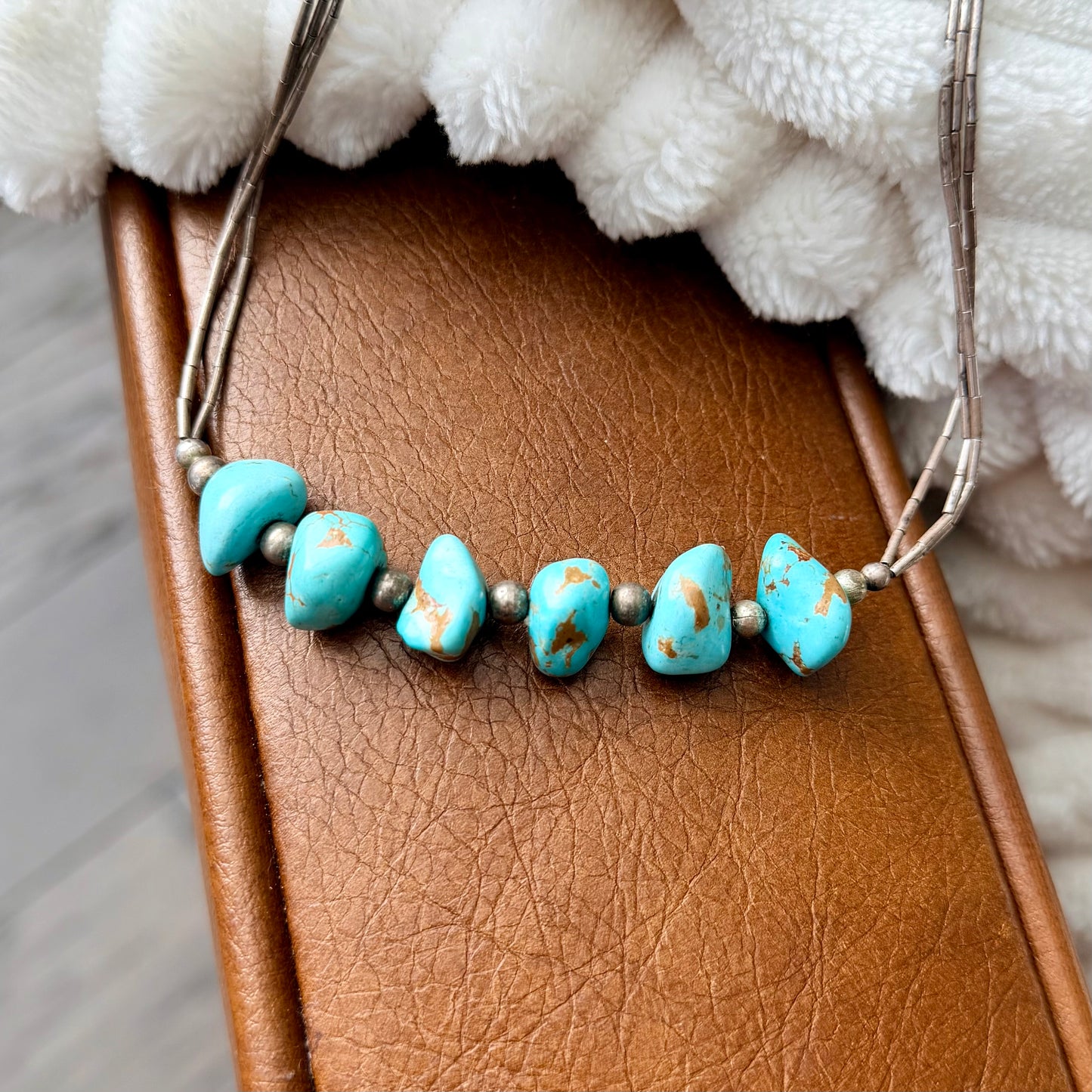 Vintage Turquoise and Liquid Silver Necklace