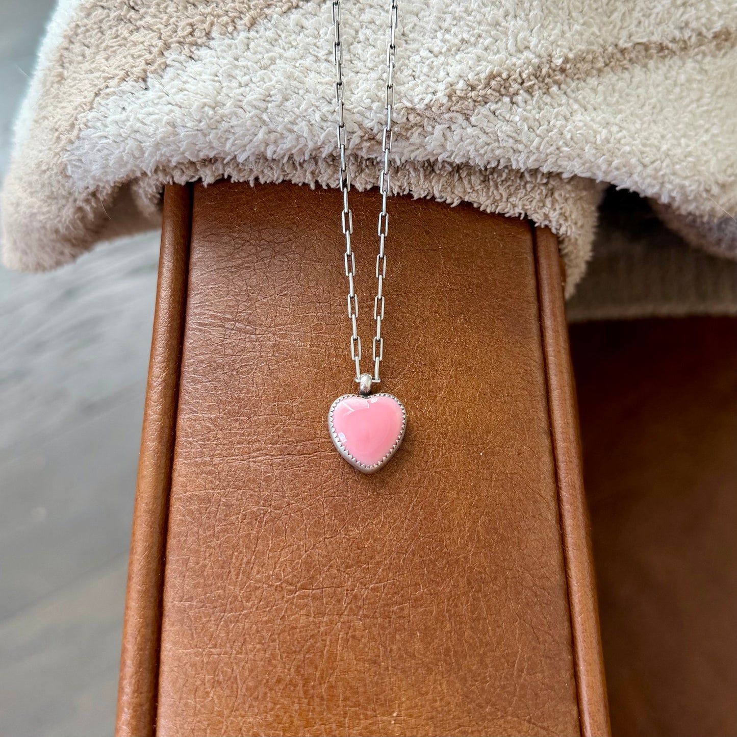 Pink Conch Heart Necklace