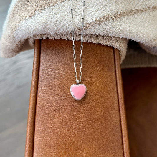Pink Conch Heart Necklace