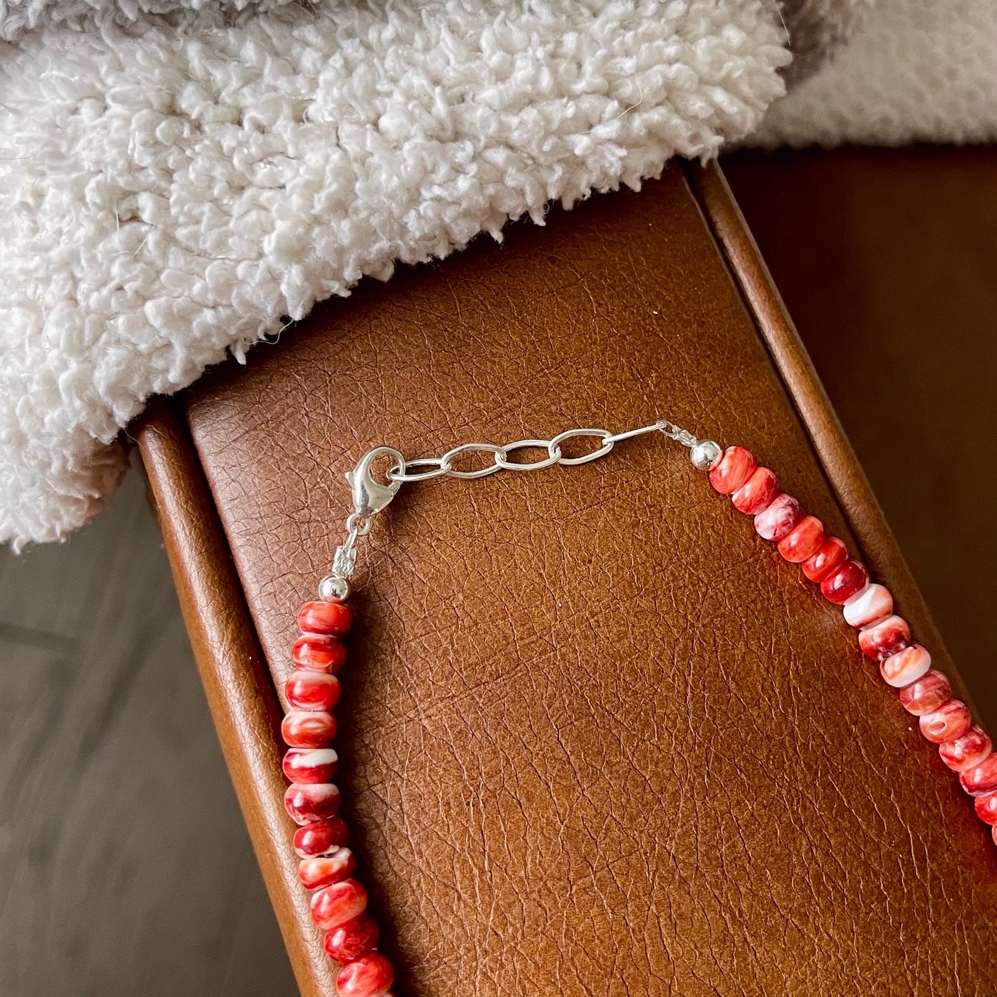 Orange Spiny & Turquoise Bead Necklace