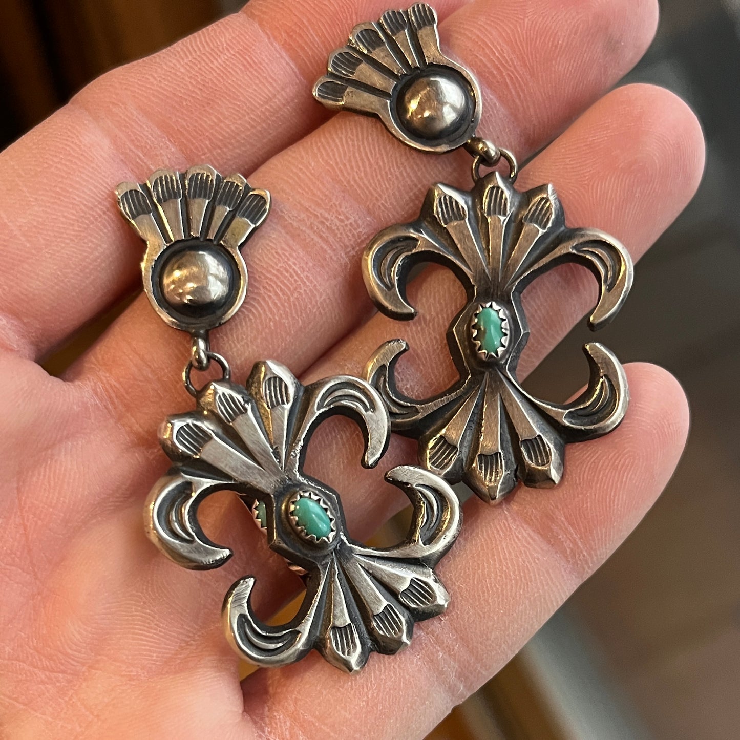 Turquoise Sandcast Earrings