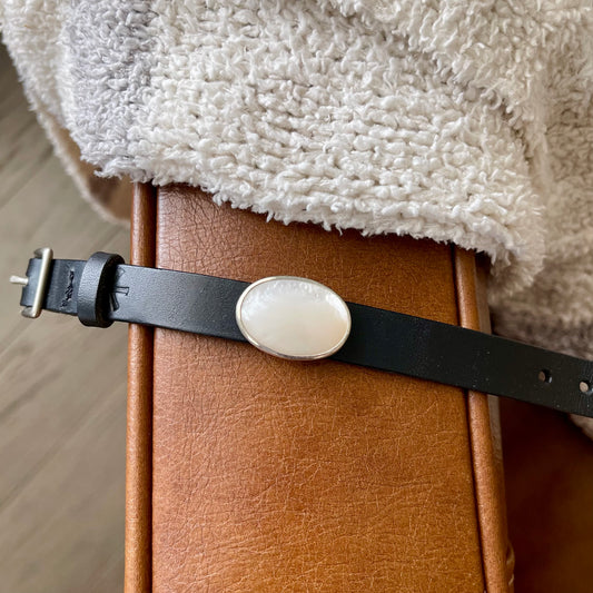 Mother of Pearl Leather Slide Bracelet
