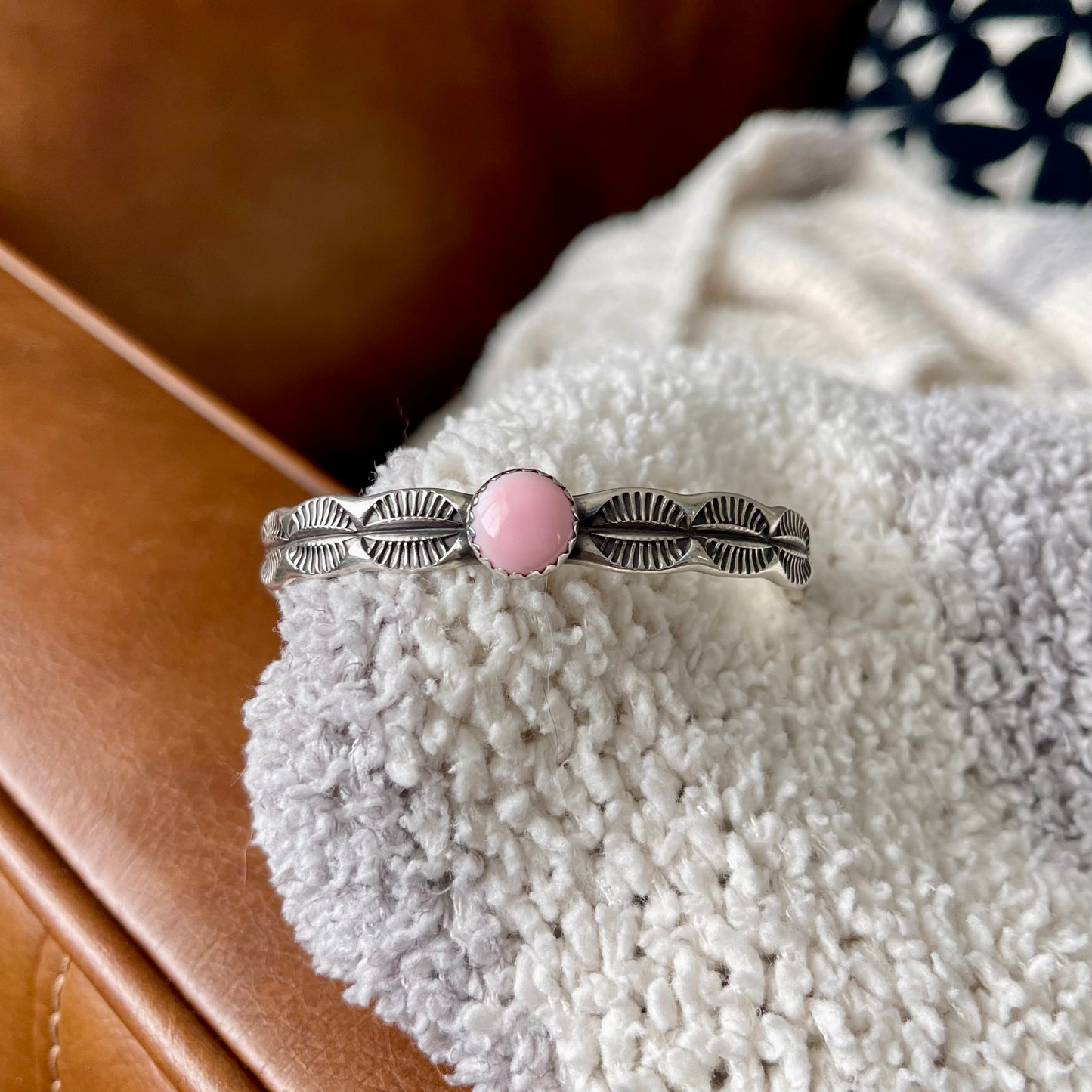 Pink Conch Stamped Stacker Cuff