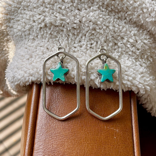 Dangle Turquoise Star Earrings