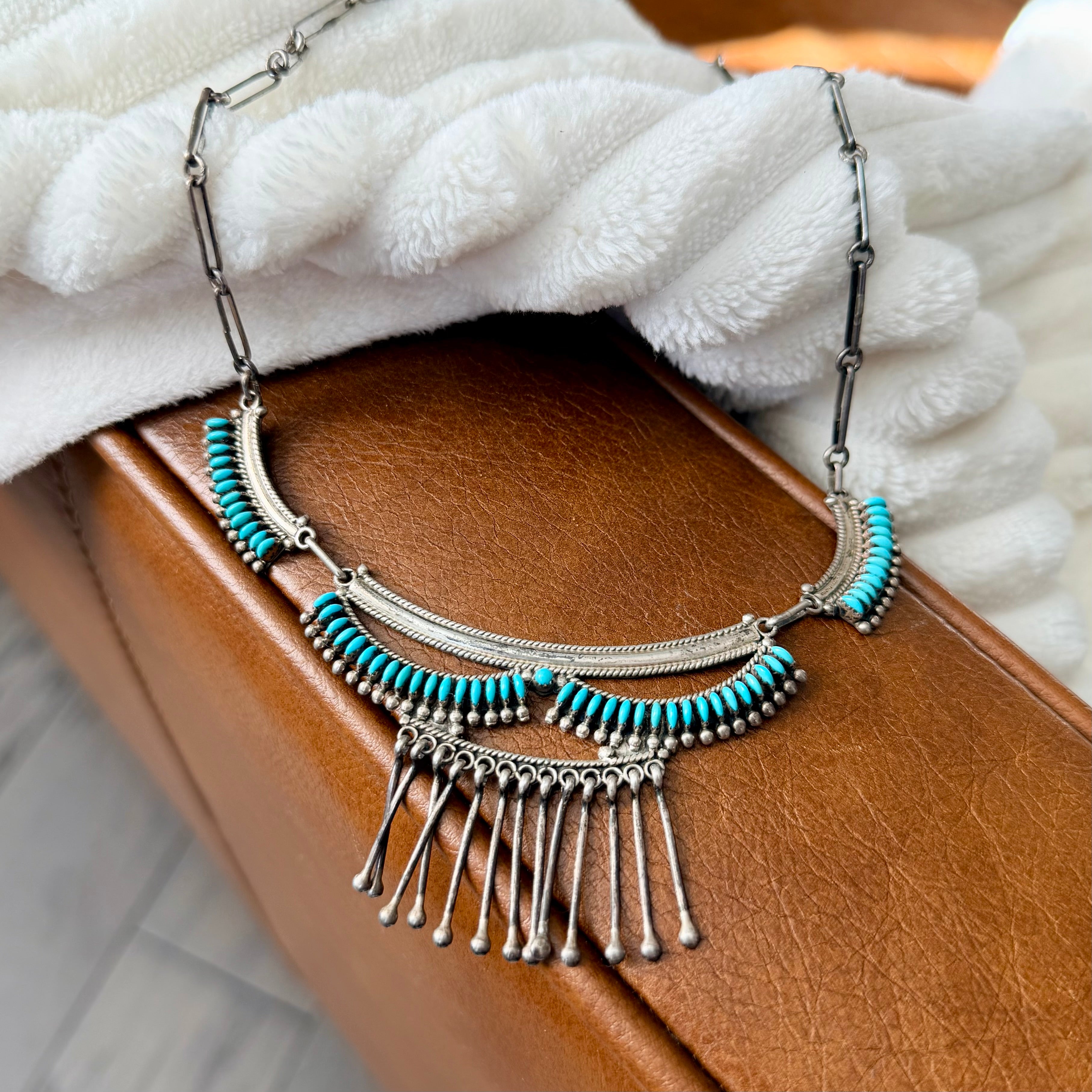Vintage Zuni Turquoise Needlepoint Necklace – Silver & Son Jewelry
