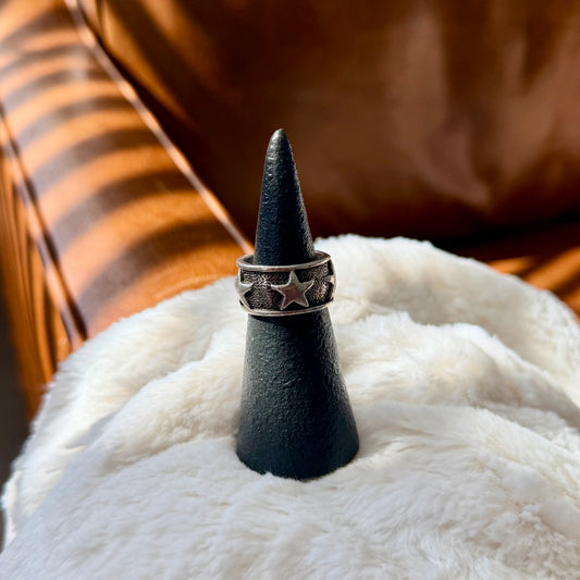 Vintage Sandcast Star Ring - Size 7.5
