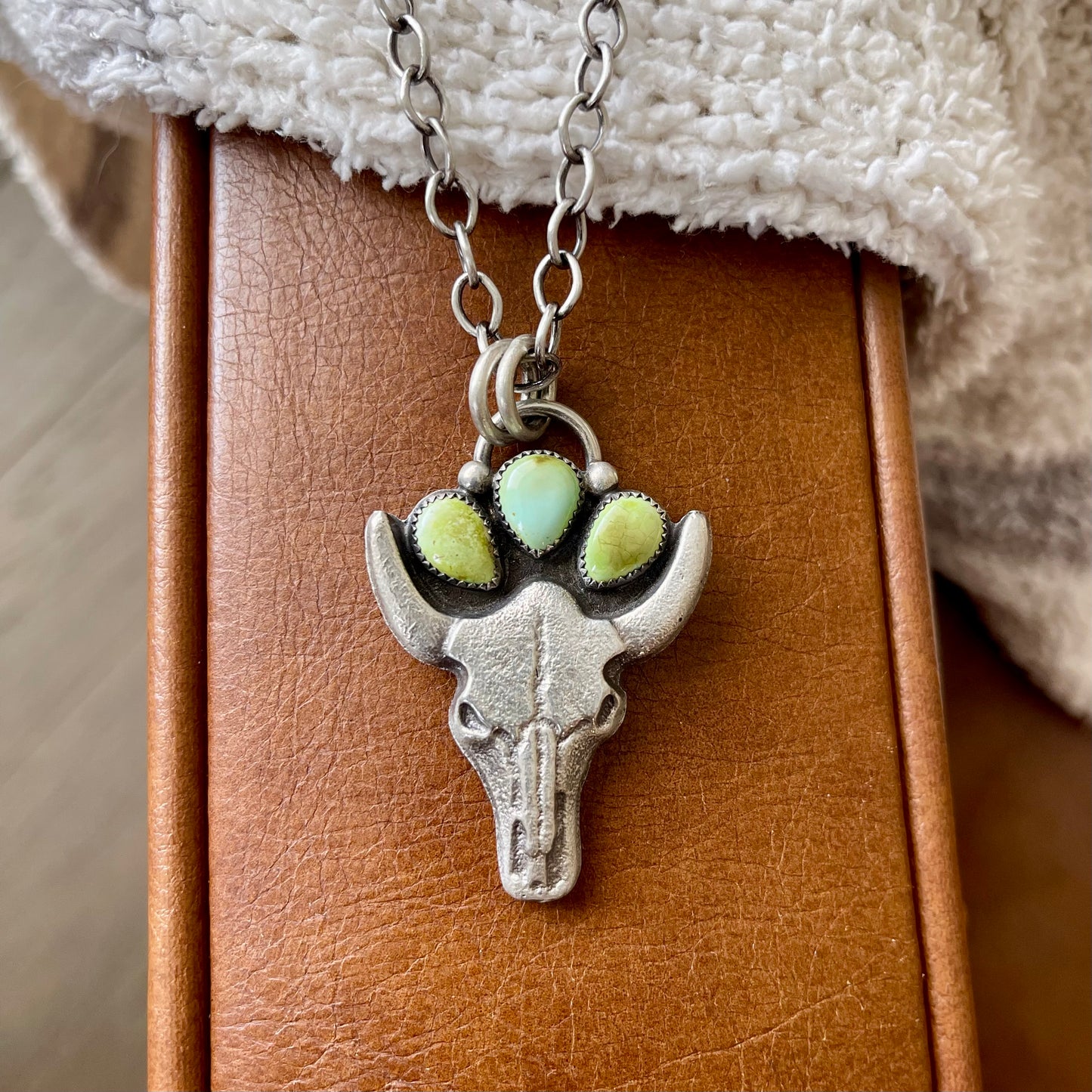 Sonoran Turquoise Cast Skull Necklace