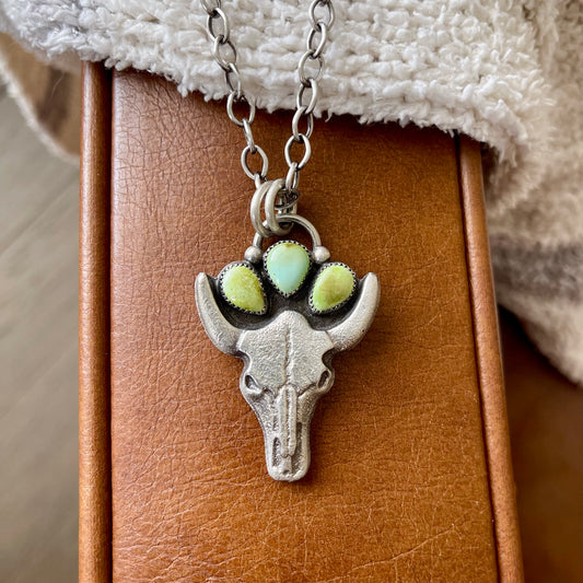 Sonoran Turquoise Cast Skull Necklace