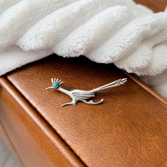 Vintage Turquoise Roadrunner Pin