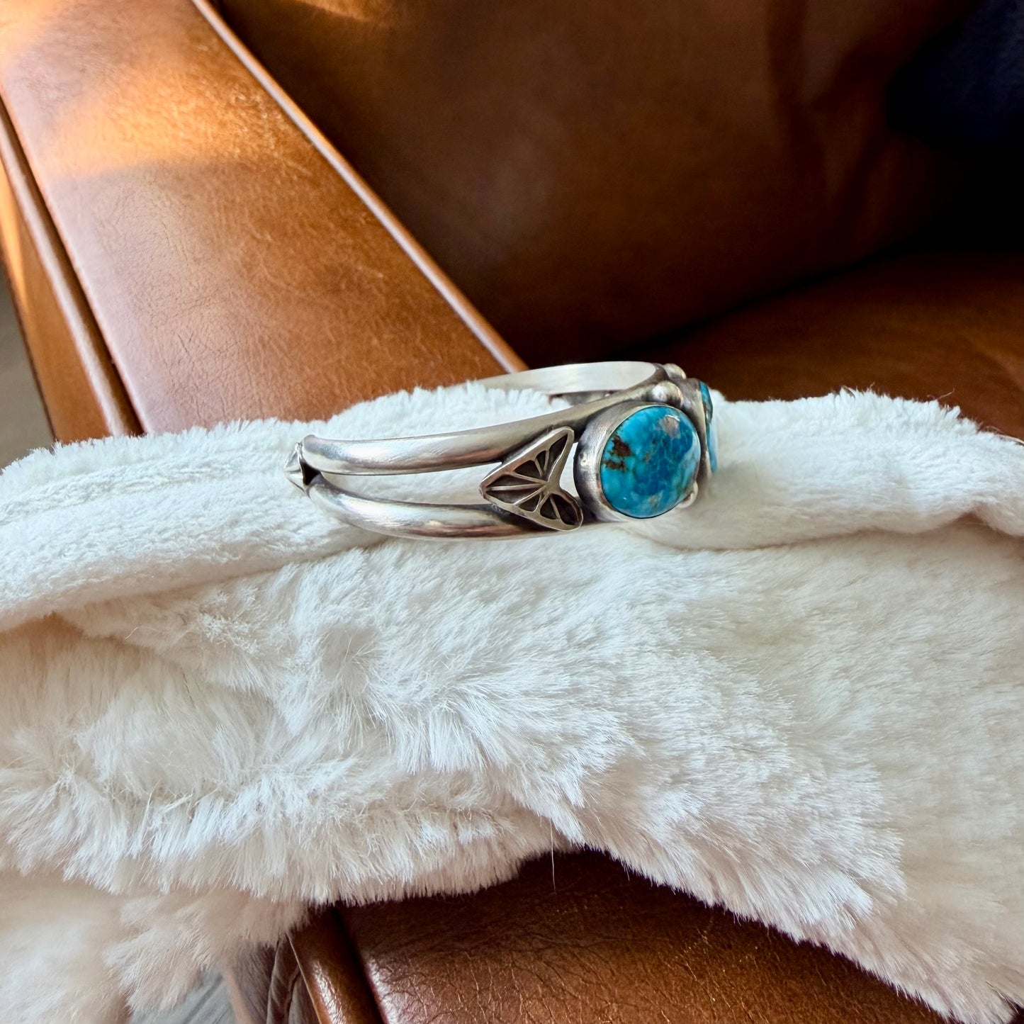 Kingman Turquoise Three Stone Cuff