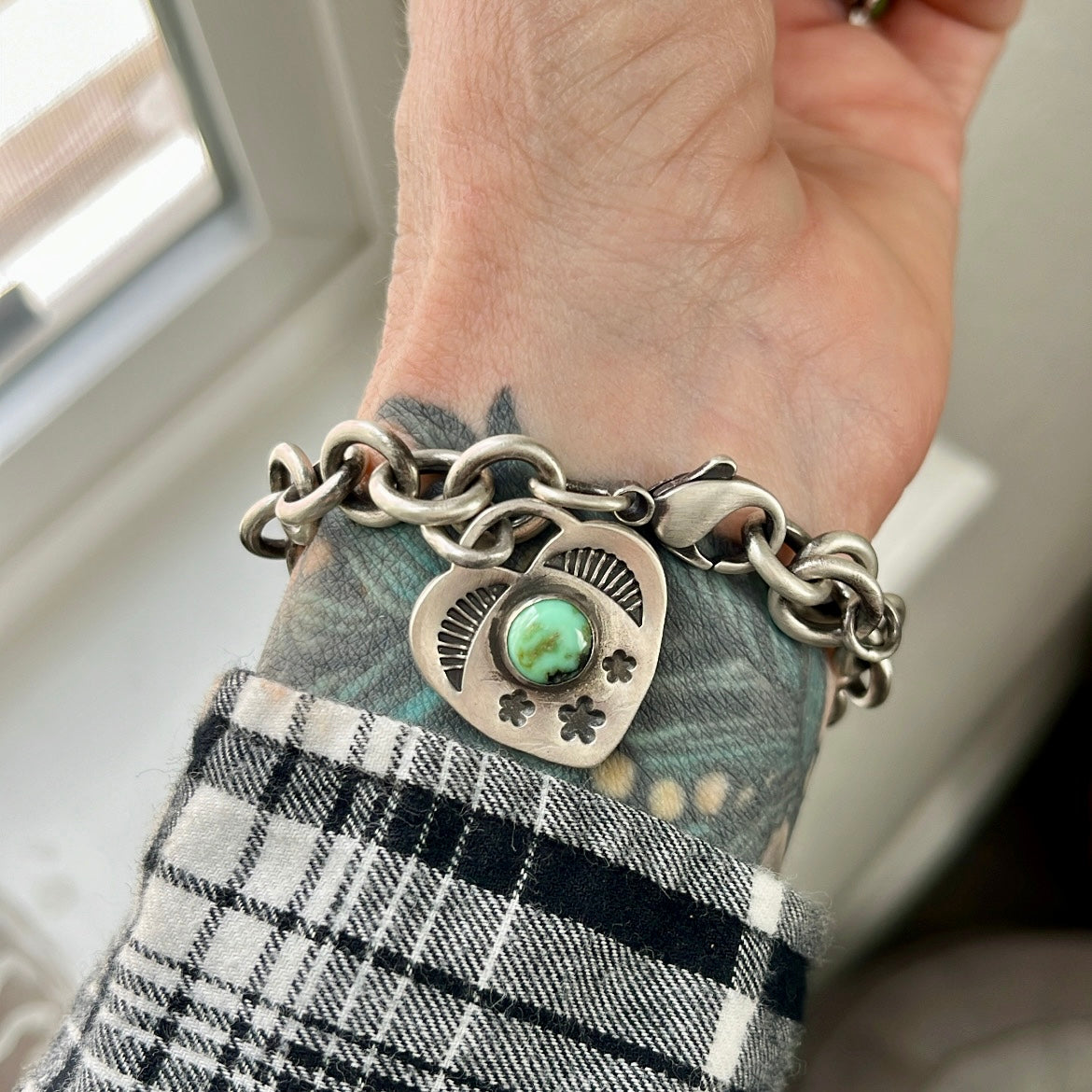 Variscite Heart Charm Bracelet