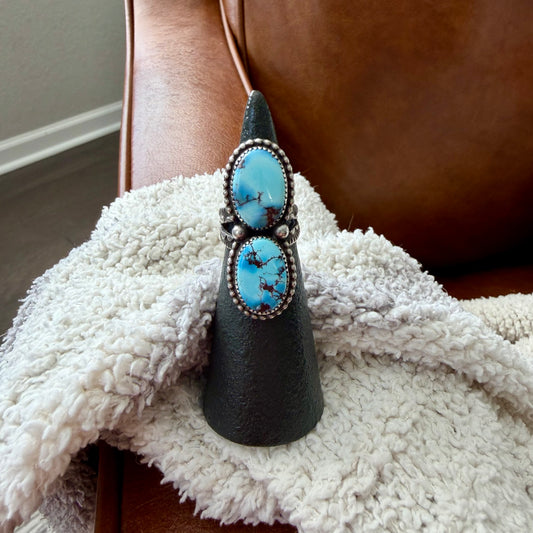 Golden Hills Two Stone Turquoise Ring - Size 5