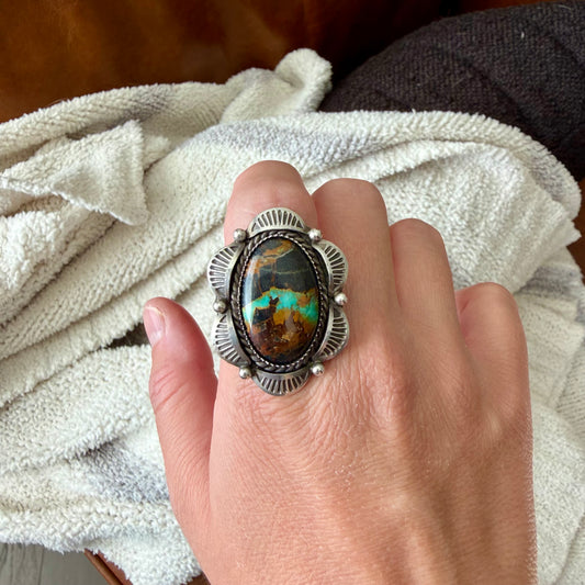 Blackjack Turquoise Stamped Ring