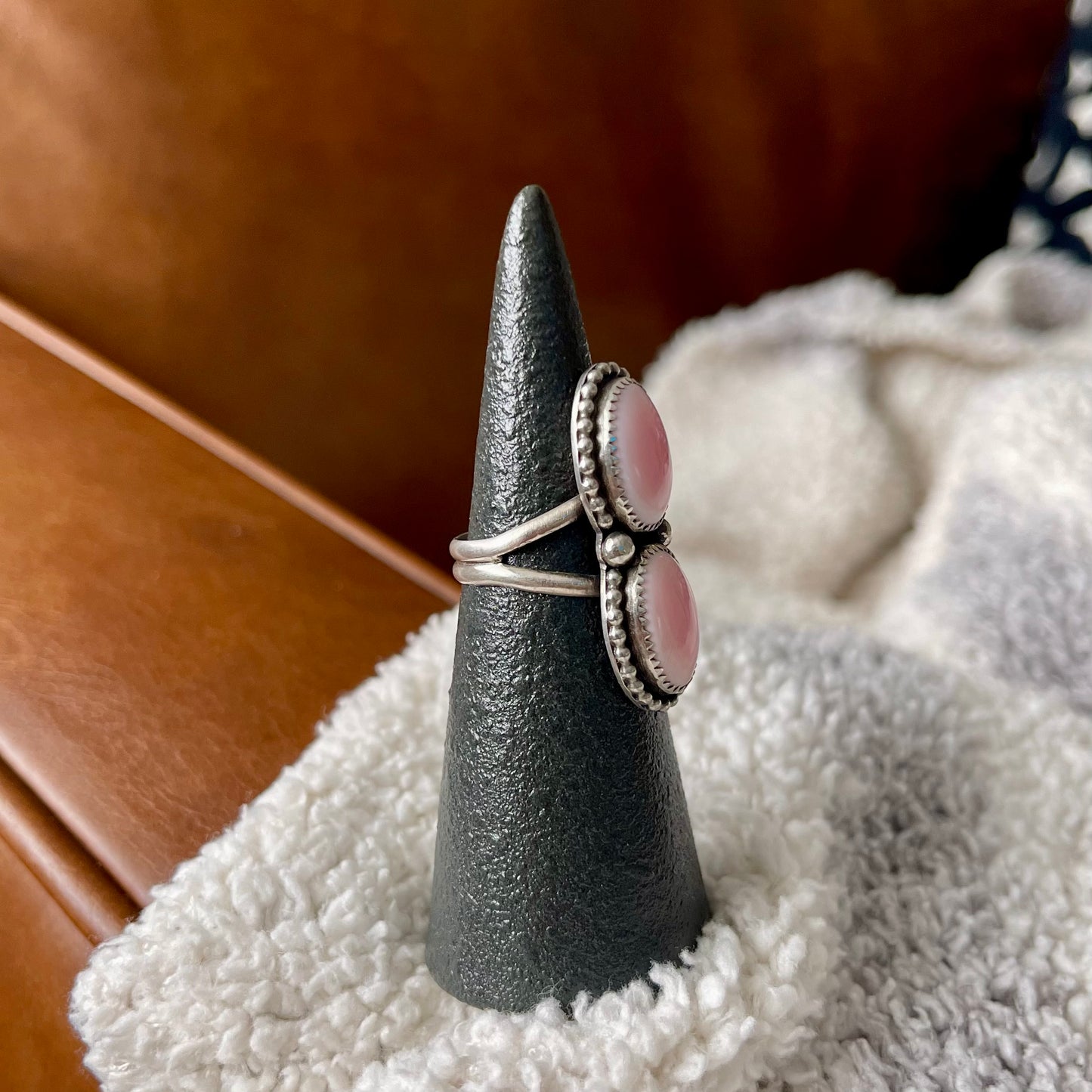Pink Conch Two Stone Ring - Size 7