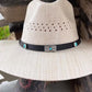 Stamped Concho Adjustable Leather Hat Band